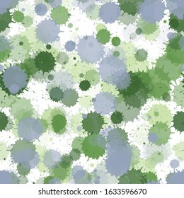 Watercolor transparent stains vector seamless grunge background. Random ink splatter, spray blots, mud spot elements seamless. Watercolor paint splashes pattern, smear fluid splats.