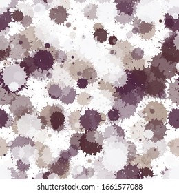 Watercolor transparent stains vector seamless wallpaper pattern. Hand drawn ink splatter, spray blots, mud spot elements seamless. Watercolor paint splashes pattern, smear liquid stains.