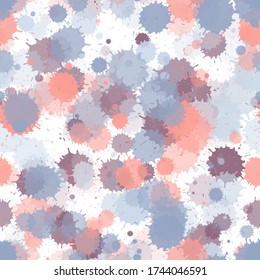 Watercolor transparent stains vector seamless grunge background. Scribble ink splatter, spray blots, dirty spot elements seamless. Watercolor paint splashes pattern, smear liquid stains.