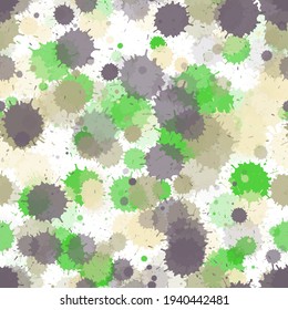 Watercolor transparent stains vector seamless wallpaper pattern. Artistic ink splatter, spray blots, dirty spot elements seamless. Watercolor paint splashes pattern, smear fluid splats.