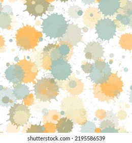 Watercolor transparent stains vector seamless wallpaper pattern. Messy ink splatter, spray blots, dirty spot elements seamless. Watercolor paint splashes pattern, smear fluid splats.