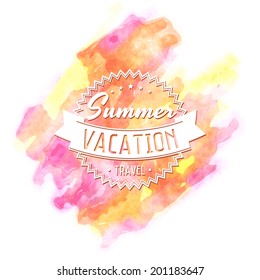 watercolor travel typographic summertime vacation tour mark elements border antique labels on a watercolor splash watercolor travel path holiday summertime scenery star abstract scene earth splatter d