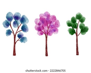 Watercolor Tree Element Illustration Set