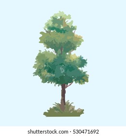 Watercolor tree Hand Drawn vector illustration