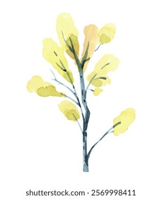 
Watercolor tree painting with yellow leaves