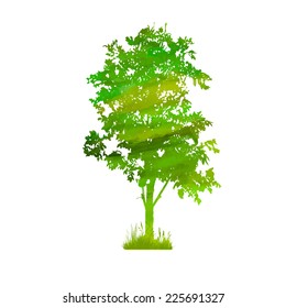 watercolor tree silhouette. Vector 