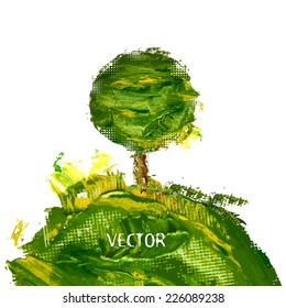 watercolor tree silhouette. Vector 