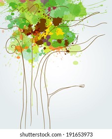 Watercolor tree spring