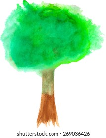 Watercolor tree, vector.