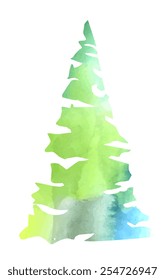 Watercolor tree. Vector illustration.