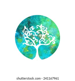 watercolor tree vector logo