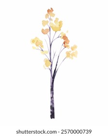 Watercolor tree with yellow leaves