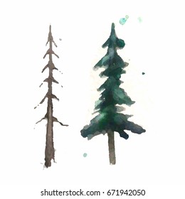 Watercolor trees