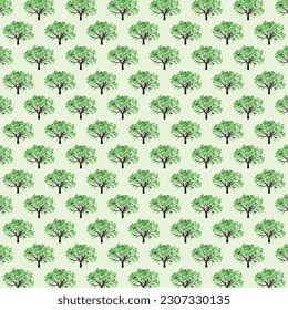 Watercolor Trees, Forest Pattern Wallpaper Background Vector Illustration