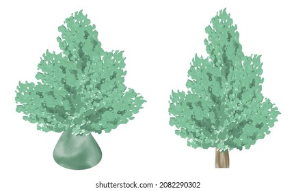 Watercolor trees Vector illustration Isolated on white background