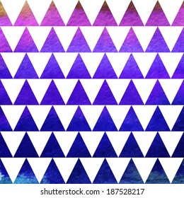 Watercolor triangles pattern. Modern hipster pattern. Colorful texture in hipster style. Geometry template. Grunge pattern.