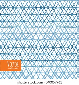Watercolor triangles seamless background pattern. Indigo shibori pattern collection.