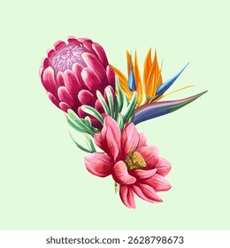 Watercolor Tropical Flowers – Vector Invitations, Patterns and Design Elements. Perfect for wedding invitations, greeting cards, seamless patterns, fabric design, branding, packaging, and social media