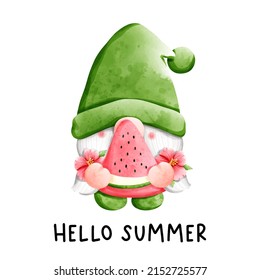 Watercolor tropical gnomes, vector illustration