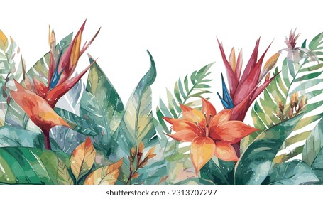 Diseño de ilustraciones de vectores de hojas tropicales de color agua