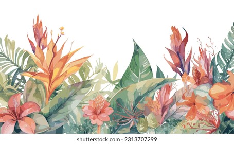 Diseño de ilustraciones de vectores de hojas tropicales de color agua