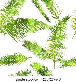 Watercolor tropical palm leaves seamless pattern. Vector illustration.
