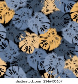 Watercolor tropical palm leaves seamless pattern. Suitable for textiles, clothing, packaging.
