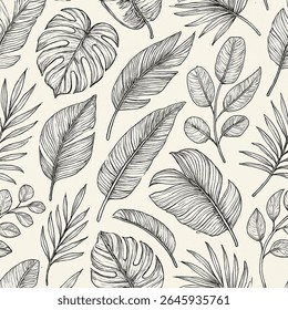 Watercolor tropical set with dry dried boho palm leaves and pampas grass. Hand painted exotic leaves isolated on white background. Floral illustration for design, print, fabric or background
