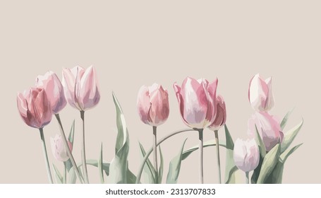 watercolor tulip flowers on white background vector illustration design