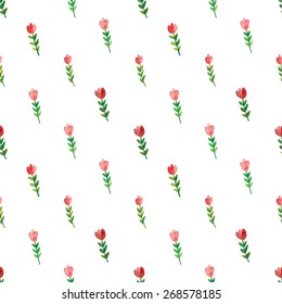 Watercolor Tulip pattern seamless in vector