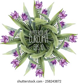 Watercolor turmeric bouquet. Vector design element isolated on white background