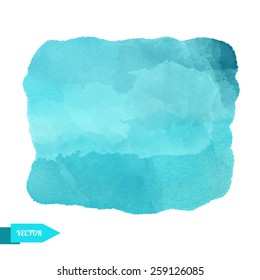 Watercolor turquoise paint stain isolated on a white background. Art abstract. Frame 