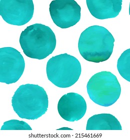 Watercolor turquoise seamless background pattern. Vector illustration.