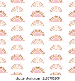 Watercolor two boho rainbow pattern. Vector illustration