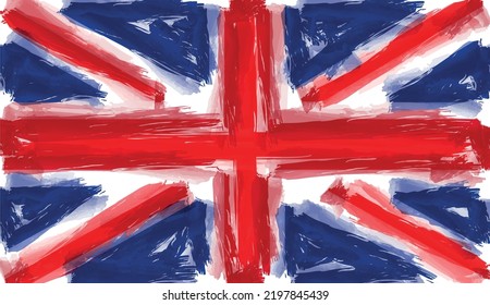 Watercolor UK flag.British flag in grunge style.