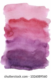 Watercolor ultraviolet, purple and pink abstract background with washes  Hand drawn vector illustration