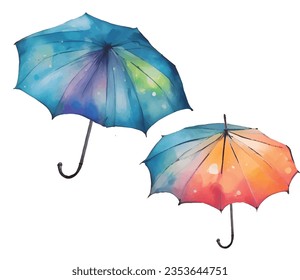 Watercolor umbrella. Watercolor illustration. Rainbow umabrella