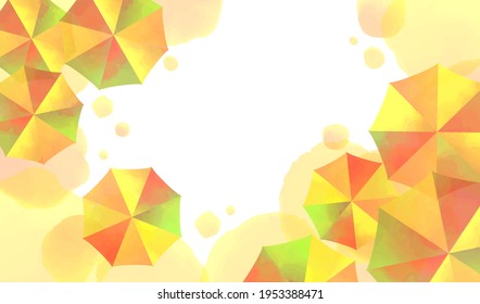 Paraguas acuarelas y patrón de lluvia.Ilustración de material vectorial.