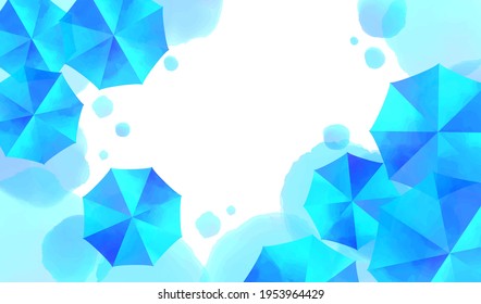 Paraguas acuarelas y patrón de lluvia.Ilustración de material vectorial.