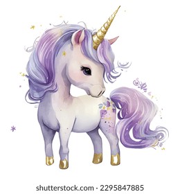 Watercolor Unicorn Clip Art Isolated