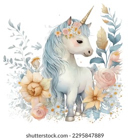 Imágenes prediseñadas de unicornio de color acuático aisladas