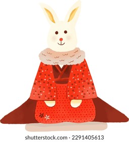 Watercolor unicorn, japanese style rabbit vector illustration
