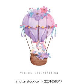 Watercolor unicorn, magical unicorn vector illustration