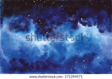 Watercolor universe Sky, stars, deep space Violet, blue, fantasy background