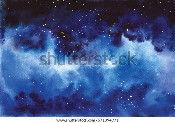 水彩宇宙天空 星星 深空紫罗兰 蓝色 幻想背景库存矢量图 免版税
