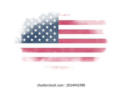 Watercolor USA flag background. Vector.