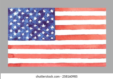 Watercolor USA Flag. Vector EPS 10