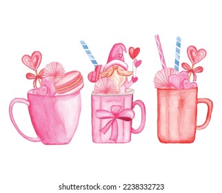 Watercolor valentine coffee cup clipart, Valentine’s Day coffee lover sublimation