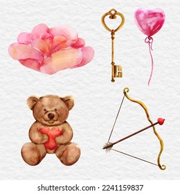 watercolor valentine day element collection