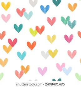 Watercolor valentine heart seamless pattern vector. Collection of cute hearts. Symbol of love, Valentines's day. Beautiful heart shape. For fabric, paper, wrapping, card, print, skirt, scarf, decor.